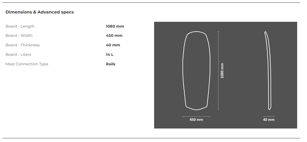 Sabfoil KITE FOIL BOARD B14 - 14L Maße