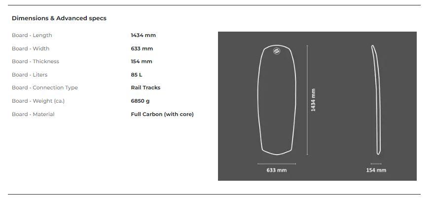 SABFOIL BATANA 85L WING FOILBOARD Maße